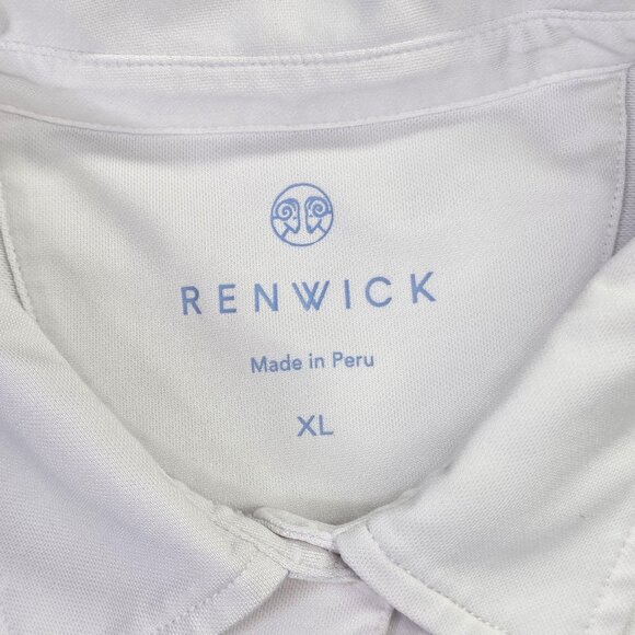 Renwick Polo Shirt Womens XL White Tennis Racket Embroidered Golf Stretch Pima - Picture 3 of 10